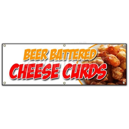 Signmission BEER BATTERED CHEESE CURDS BANNER SIGN wisconsin poutine fried fresh B-72 Beer Battered Cheese Cur